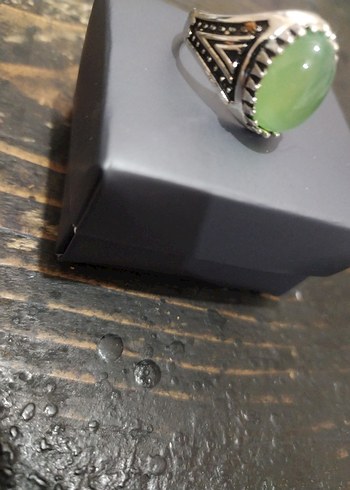Yeşil Parlak Bohem Erkek Yüzük - Görsel 2