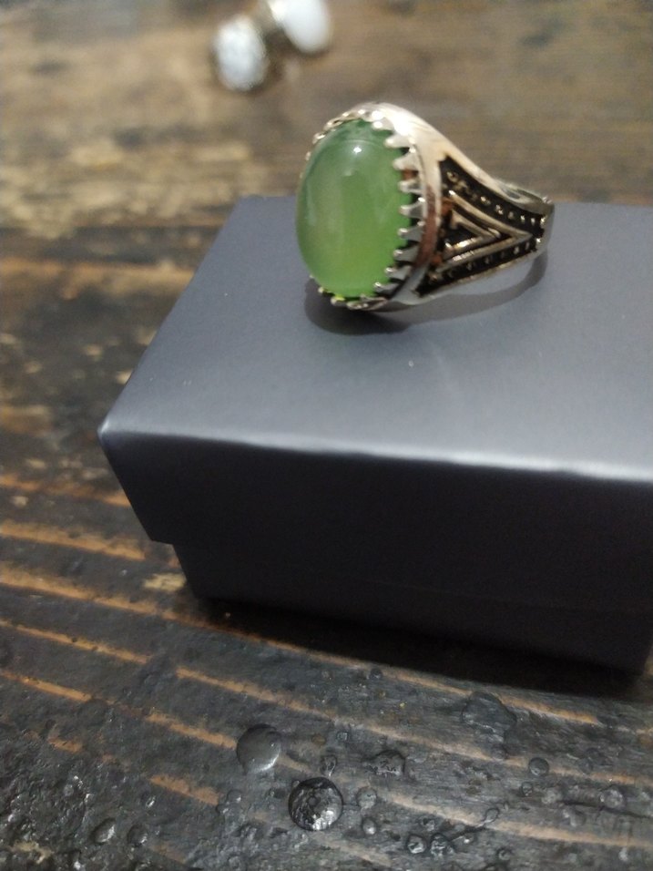 Yeşil Parlak Bohem Erkek Yüzük - Görsel 3