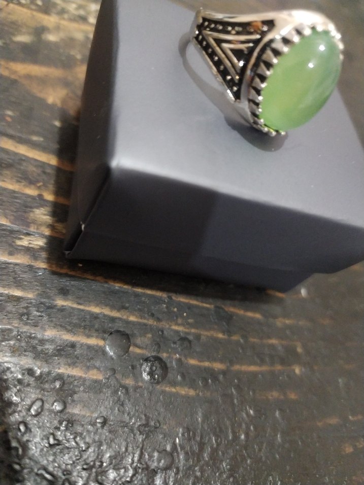 Yeşil Parlak Bohem Erkek Yüzük - Görsel 2
