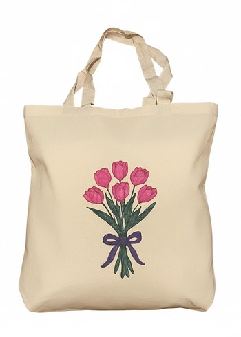 Beyaz Pamuklu Çiçek Baskılı Kadın Çantası - Görsel 6