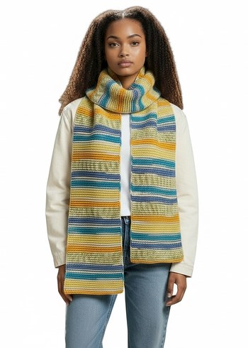 Çok Renkli Örgü Kadın Şal - Görsel 4