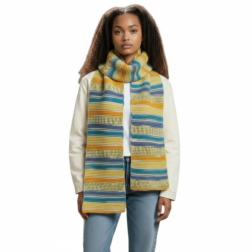 Çok Renkli Örgü Kadın Şal - Görsel 4