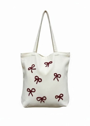 Nakışlı Fiyonk Detaylı Bej Örgü Çanta - Görsel 2