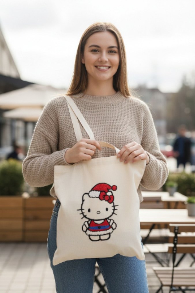 Bej Örme Kadın Omuz Çantası - Görsel 2