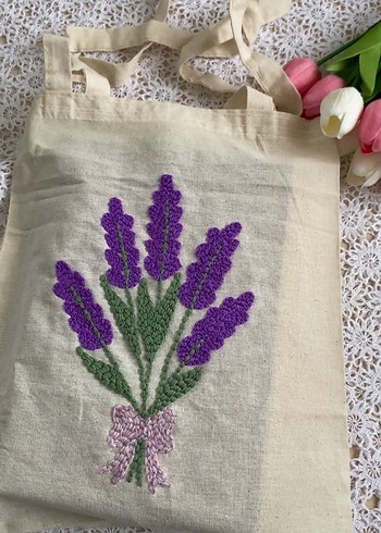 Mor Nakışlı Dantel Detaylı Bohem Kadın Çanta - Görsel 3