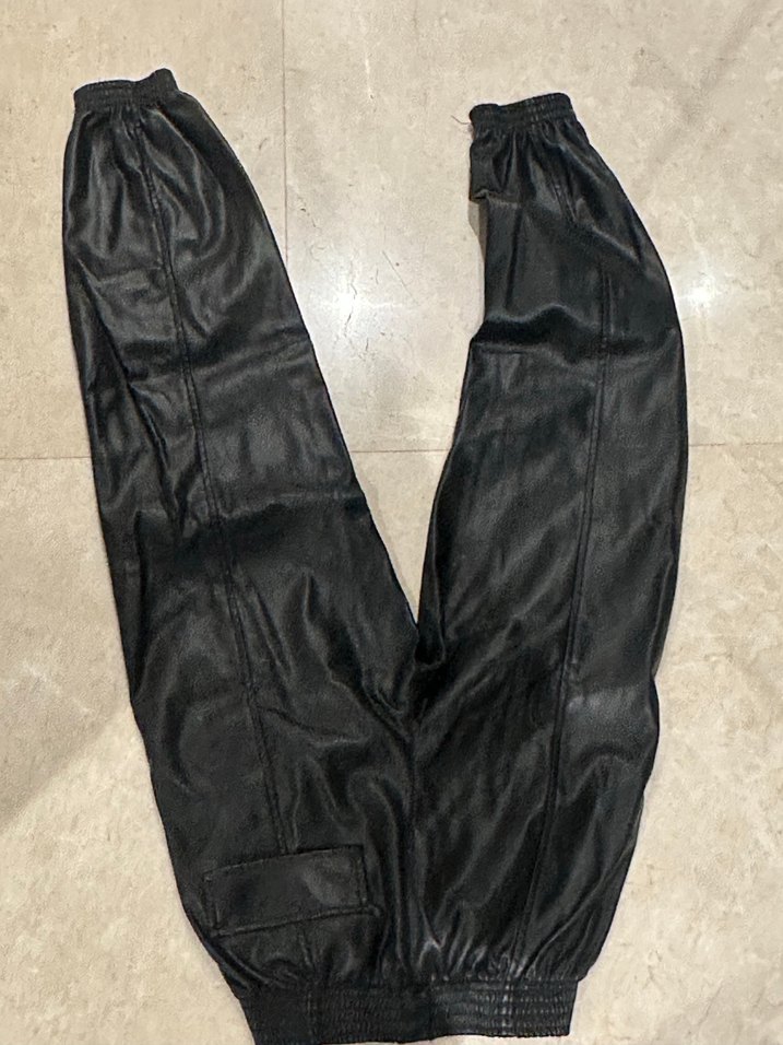 Kadın Siyah Deri Kemerli Midi Pantolon - Görsel 4