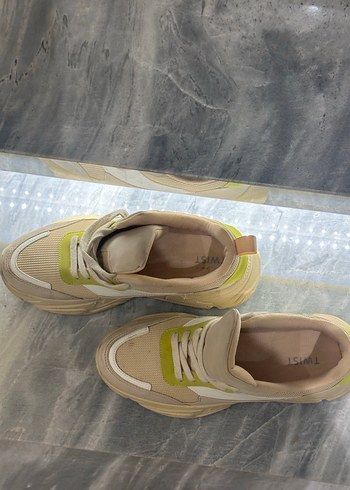 Bej Platform Topuklu Kadın Spor Ayakkabı - Görsel 3