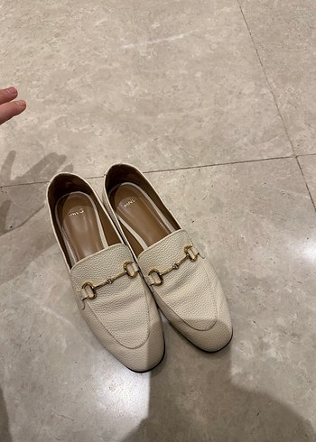 Krem bej Deri Tokalı Kadın Loafer - Görsel 2