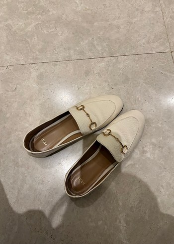 Krem bej Deri Tokalı Kadın Loafer - Görsel 4