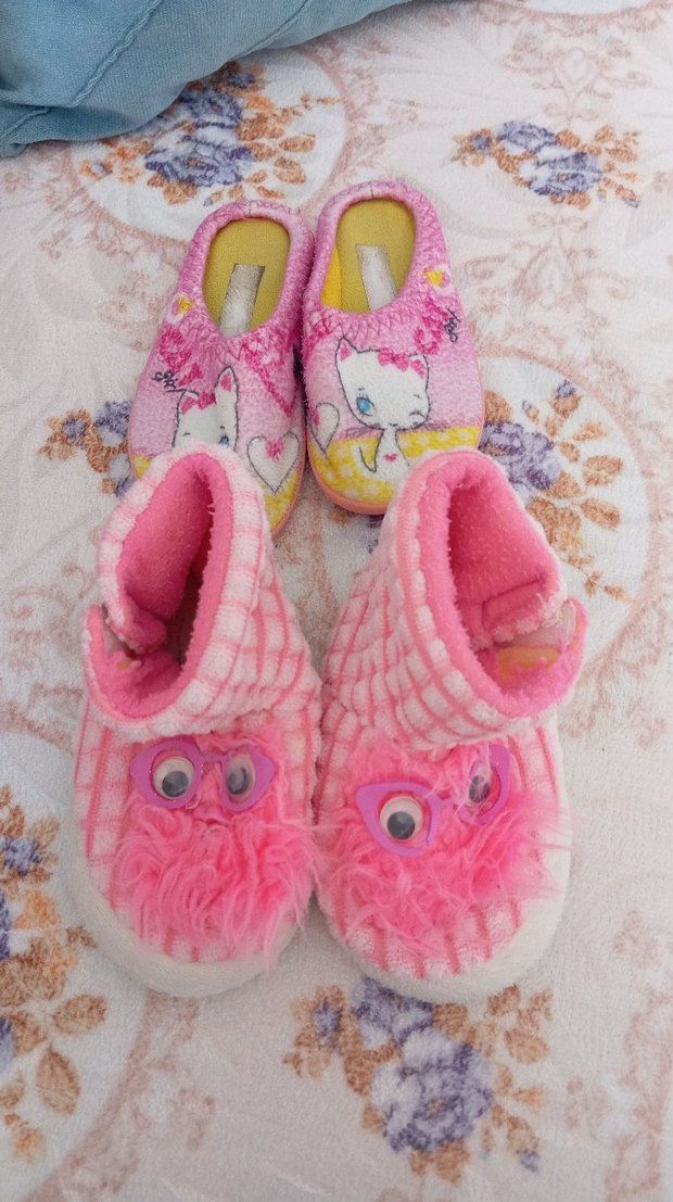 Kız Çocuk Pembe Nakışlı Sıcak Ev Terliği - Görsel 2