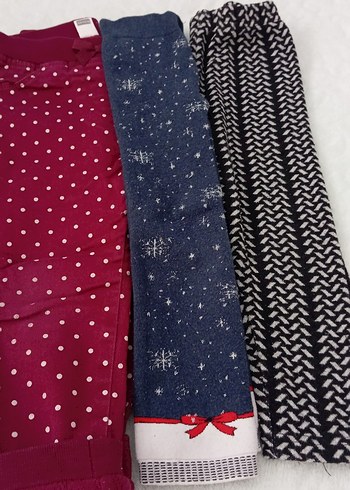 Kız Çocuk Renkli Desenli Örme Tayt - Görsel 2