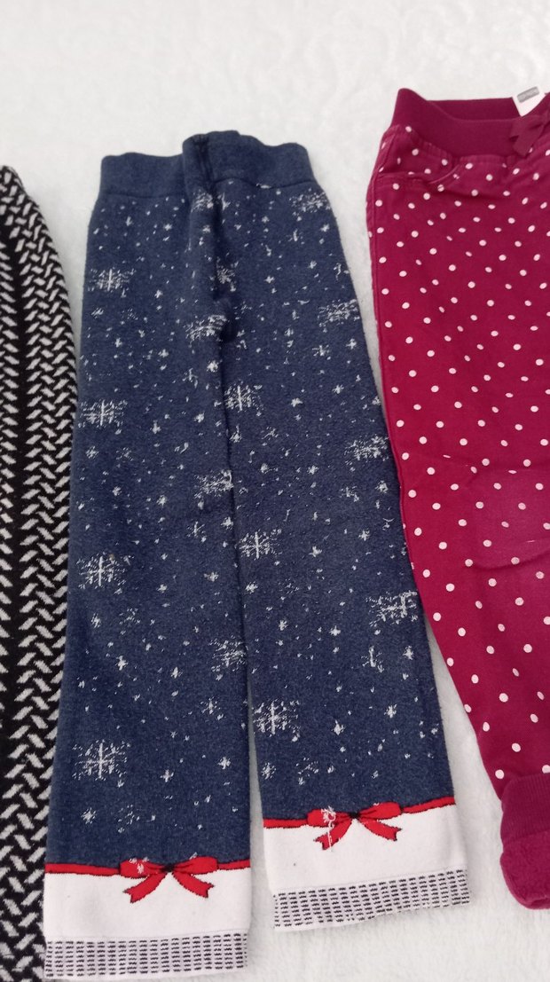 Kız Çocuk Renkli Desenli Örme Tayt - Görsel 3