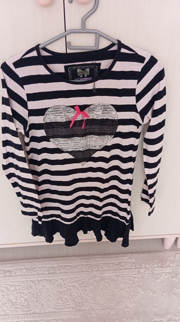 Uzun Kollu Kız Çocuk Zebra Desenli elbise - Görsel 3