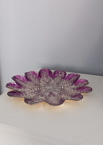 Mor Parlak Çiçek Desenli Bohem Tabak - Görsel 2