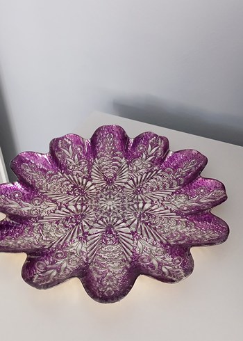 Mor Parlak Çiçek Desenli Bohem Tabak - Görsel 3