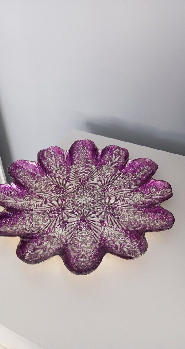 Mor Parlak Çiçek Desenli Bohem Tabak - Görsel 3
