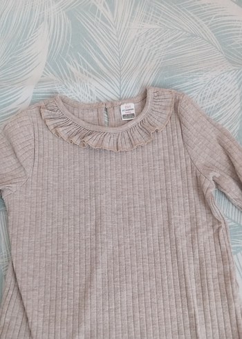 Kız Çocuk Gri Uzun Kollu Fırfırlı Bluz - Görsel 2