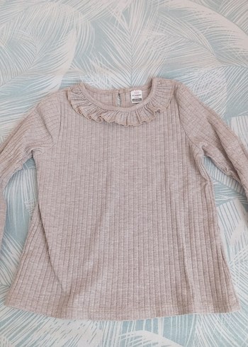 Kız Çocuk Gri Uzun Kollu Fırfırlı Bluz - Görsel 3