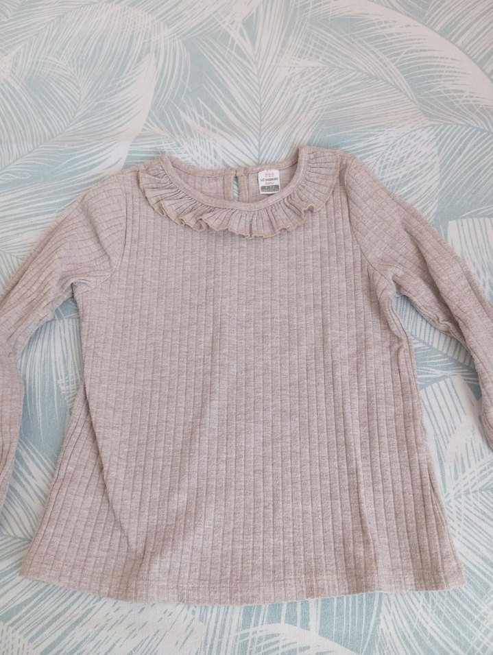 Kız Çocuk Gri Uzun Kollu Fırfırlı Bluz - Görsel 3