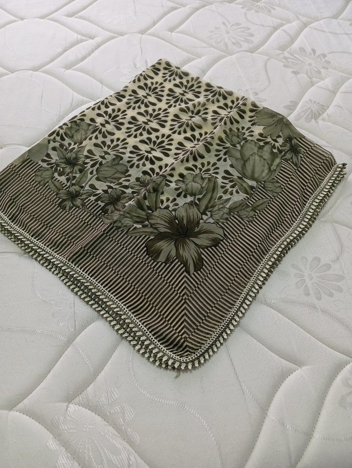 Kahverengi Gri Fırfırlı Bohem Kadın Fuları - Görsel 3