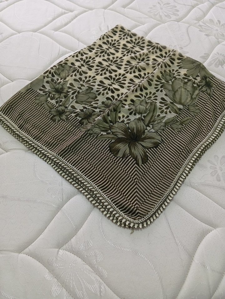 Kahverengi Gri Fırfırlı Bohem Kadın Fuları - Görsel 2