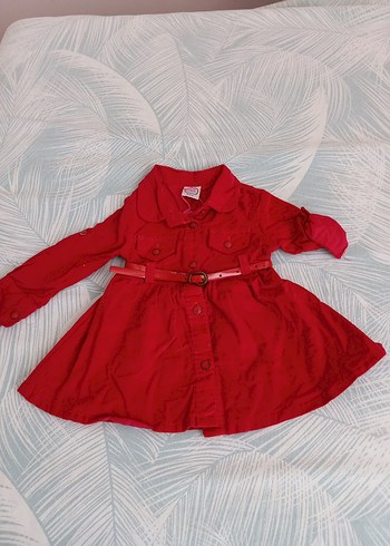 Kemerli Kız Çocuk Kırmızı Elbise 3 - Görsel 3