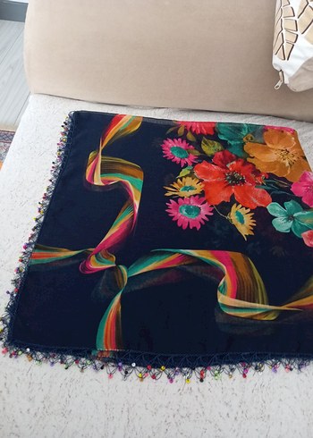 Boncuk Detaylı Çok Renkli Bohem Kadın Fuları - Görsel 2