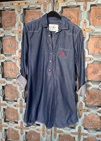 Uzun Kollu Lacivert Denim Kadın Gömlek