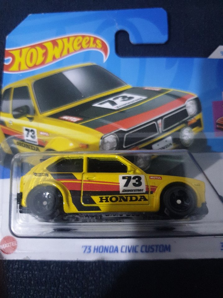 Sarı Hot Wheels '73 Honda Civic Oyuncak Araba - Görsel 2