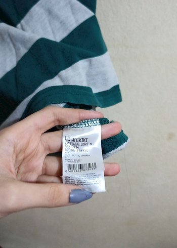 Yeşil Gri Çizgili Erkek Polo Tişört - Görsel 2