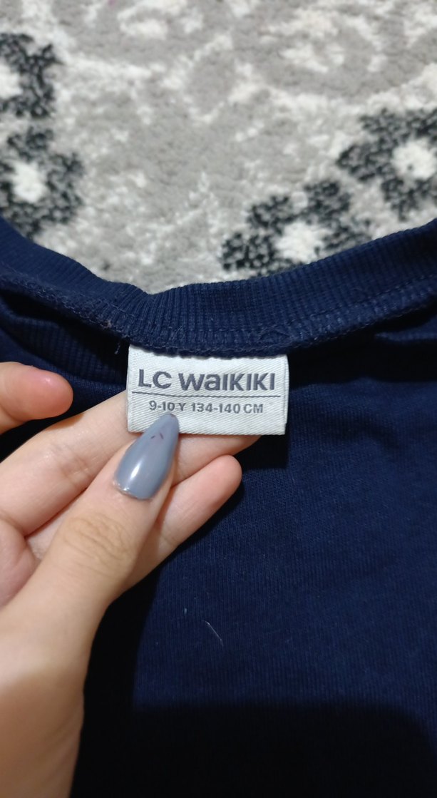 Kız Çocuk Lacivert Çiçekli Uzun Kollu Elbise - Görsel 2