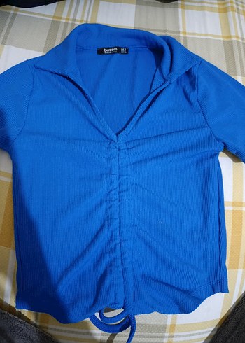 Düğmeli Mavi Kadın Pamuklu Balıkçı Yaka Kazak - Görsel 2