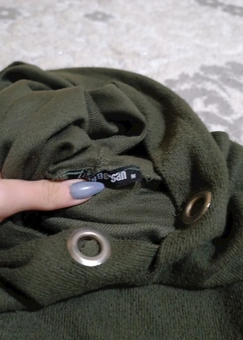 Düğmeli Gri Kadın Sweatshirt - Görsel 3