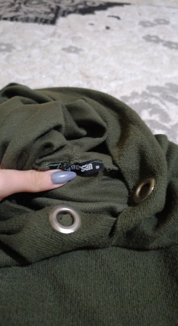 Düğmeli Gri Kadın Sweatshirt - Görsel 3