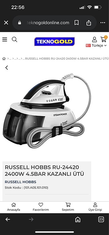 Kazanlı ütü Russel Hobbs