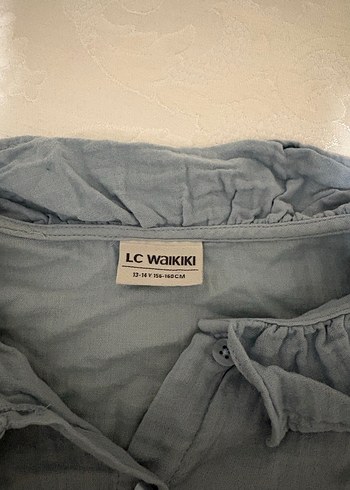 Mavi Keten Düğmeli Kısa Kollu Gömlek - Görsel 3