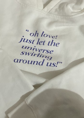 Beyaz Kapüşonlu Baskılı Sweatshirt - Görsel 4