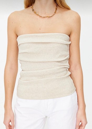 Beyaz Kolsuz Straplez - Görsel 5