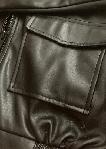 Kadın Siyah Suni Deri Ceket - Görsel 7