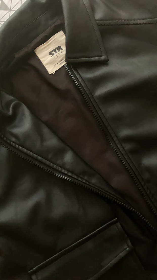 Kadın Siyah Suni Deri Ceket - Görsel 5