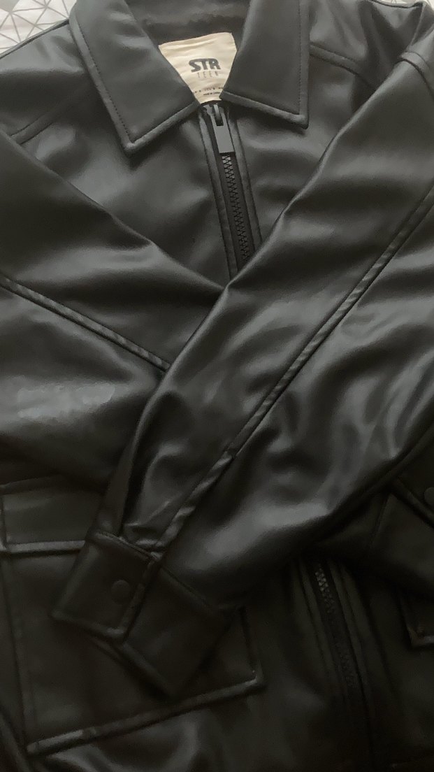 Kadın Siyah Suni Deri Ceket - Görsel 4