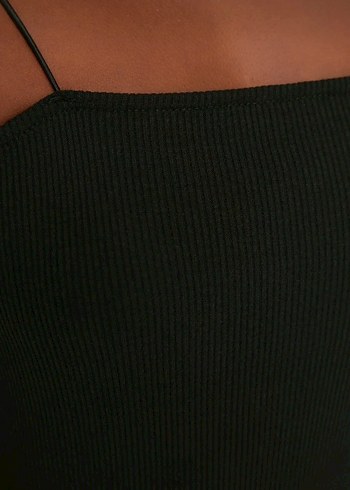 Siyah İnce Askılı Mini Elbise - Görsel 4