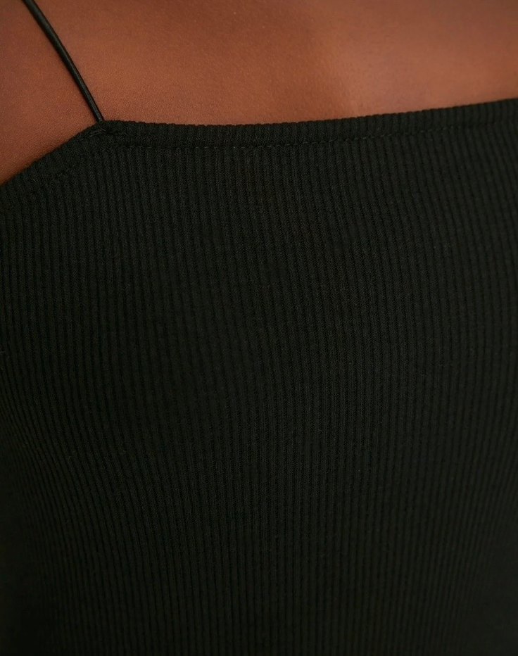 Siyah İnce Askılı Mini Elbise - Görsel 4