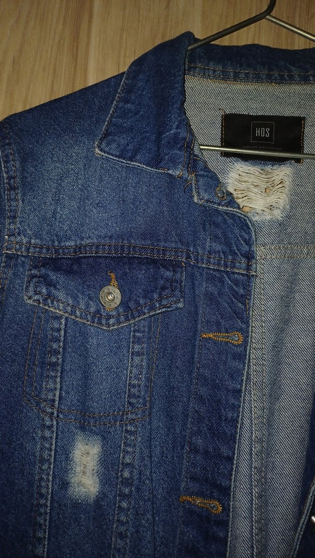 Düğmeli Mavi Kadın Denim Ceket - Görsel 3