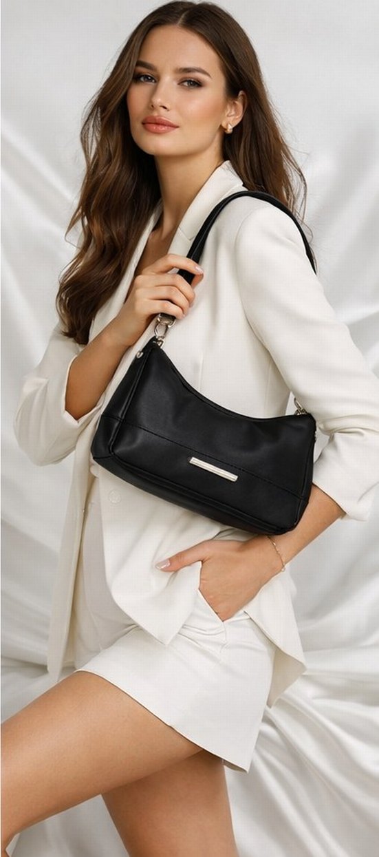Minimalist Siyah Deri Kadın Çanta - Görsel 3