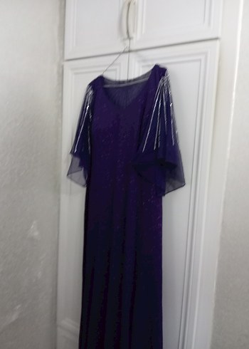 Mor Payetli Uzun Abiye Elbise - Görsel 3