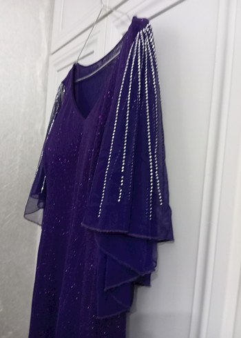 Mor Payetli Uzun Abiye Elbise - Görsel 4