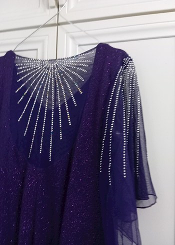 Mor Payetli Uzun Abiye Elbise - Görsel 5