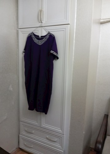 Mor Kısa Kollu Triko Midi Elbise - Görsel 4