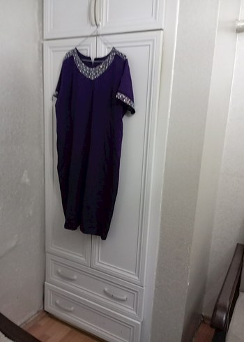 Mor Kısa Kollu Triko Midi Elbise - Görsel 5